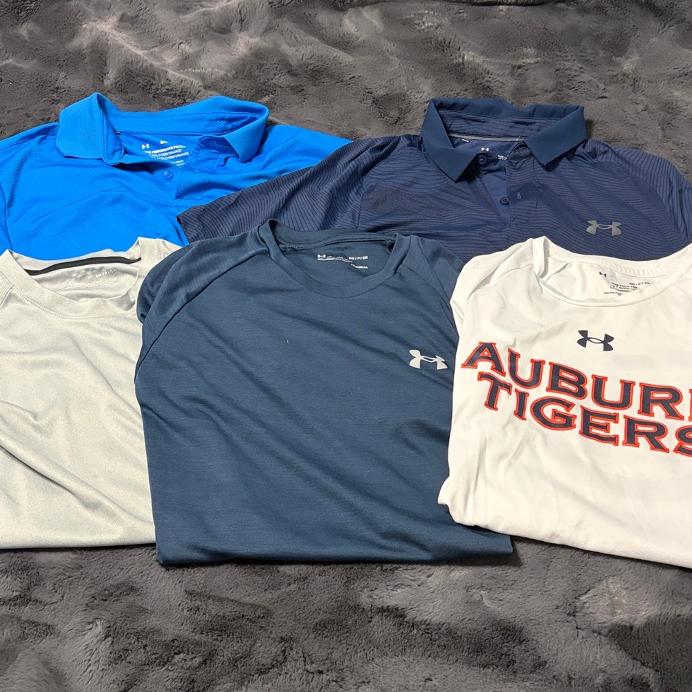 Under Armour Men's Blue and White Shirt Collection